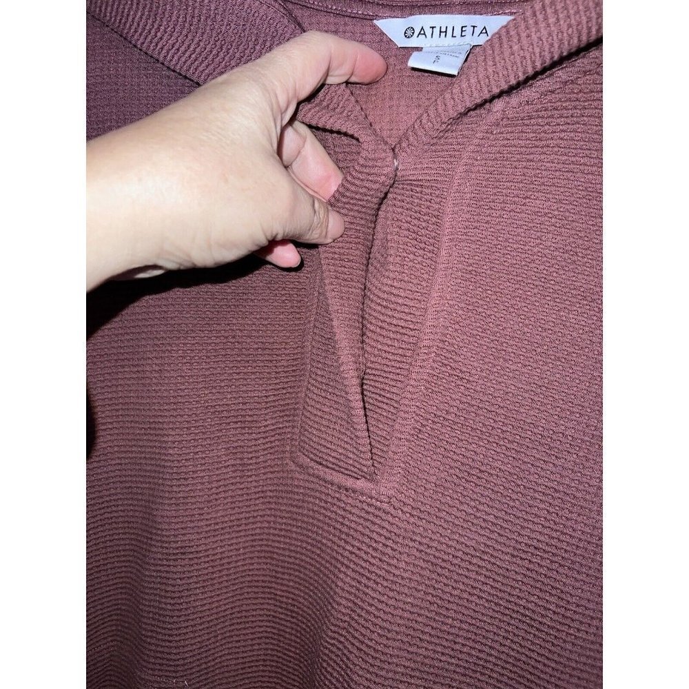 ATHLETA Coaster Luxe Waffle Hoodie Oversized With Pockets Tawny Rose - Picture 8 of 12